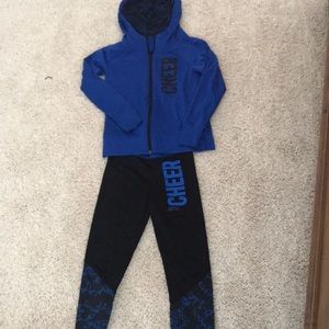 Justice “cheer” leggings and sweatshirt